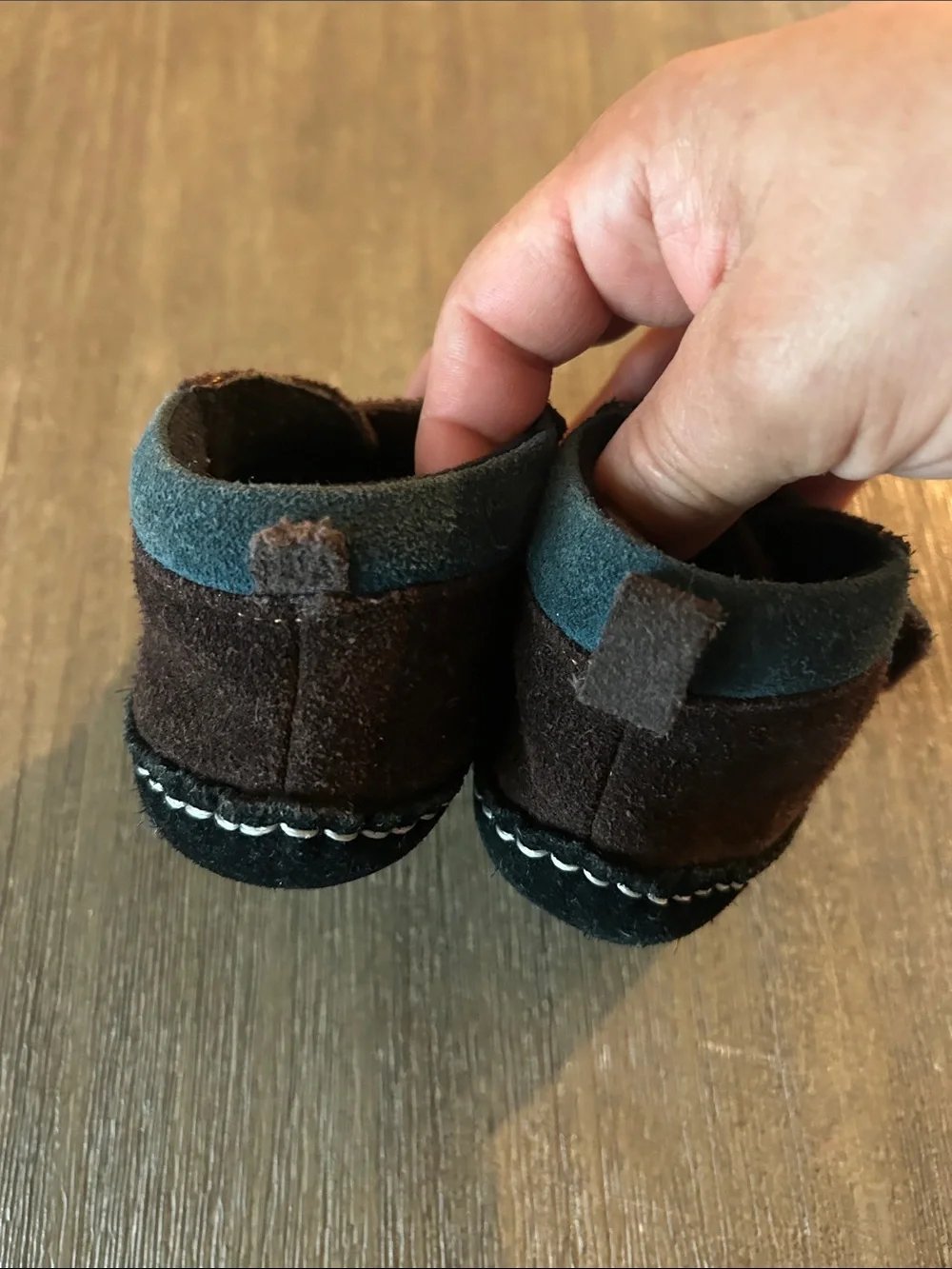 Kids Brown Suede Hook-and-Loop Shoes, Sz. 18/24 Months, or 4.
